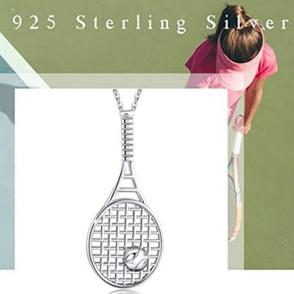 925 Sterling Silver TENNIS Racquet 18" NECKLACE - Picture 4 of 6